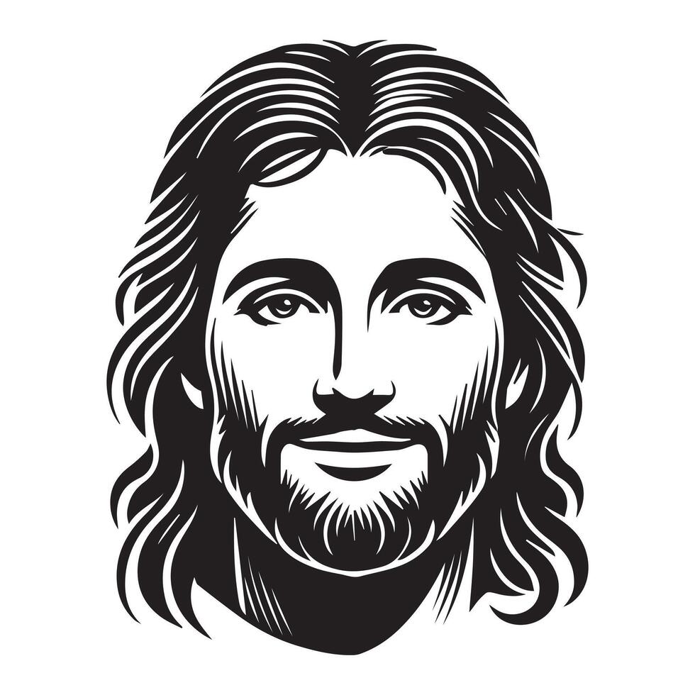 Detailed Jesus Christ Profile Illustration in Art Style vector