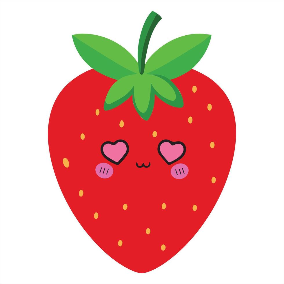 Charming Cute Strawberry Fruit Illustration for Digital Art vector
