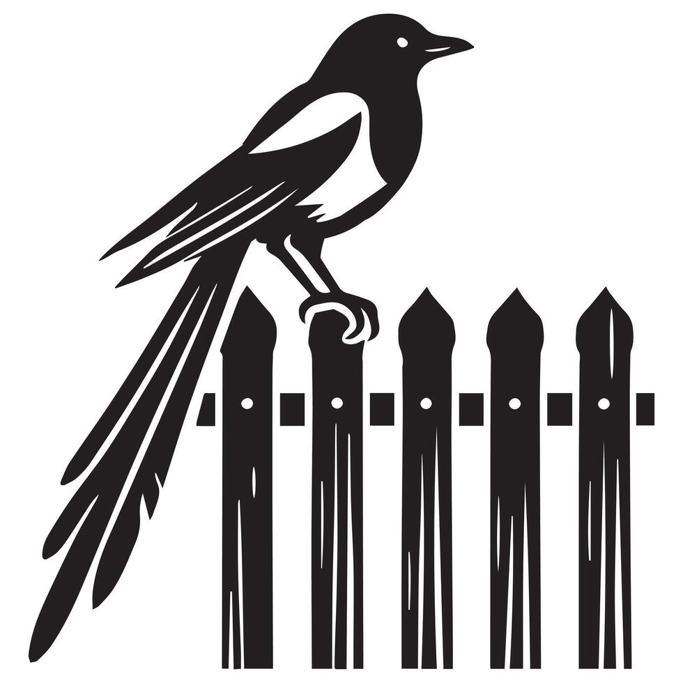 Playful Eurasian Magpie Bird Illustration with Cute Magpie Clip Art vector