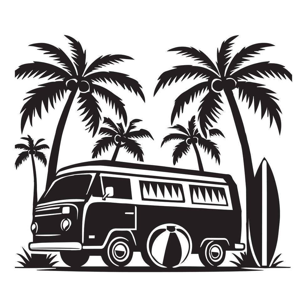 Minimalist Retro Camper Van Graphic Design vector