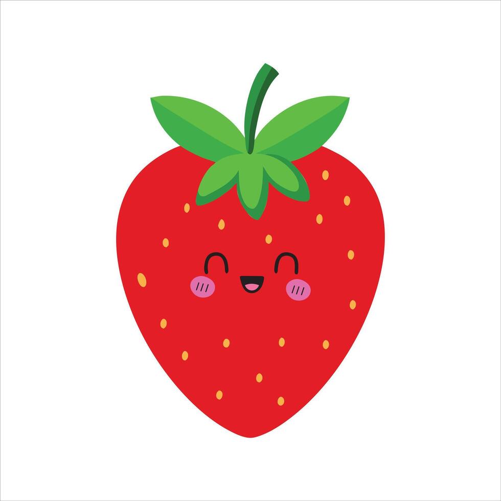 Kawaii Strawberry Face Design with a Playful Expression vector