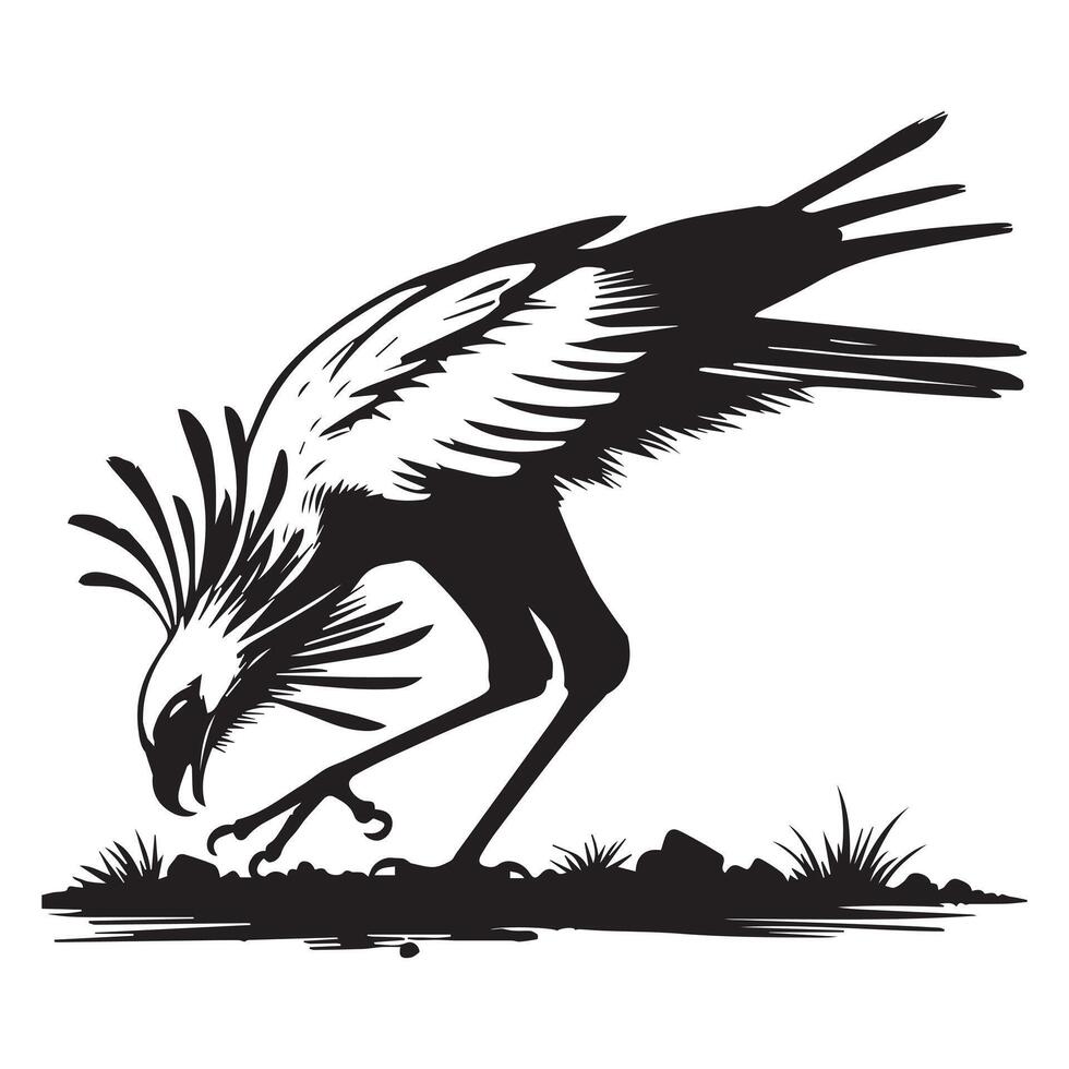 Charming Secretarybird Bird Illustration for Eco-Friendly Designs vector