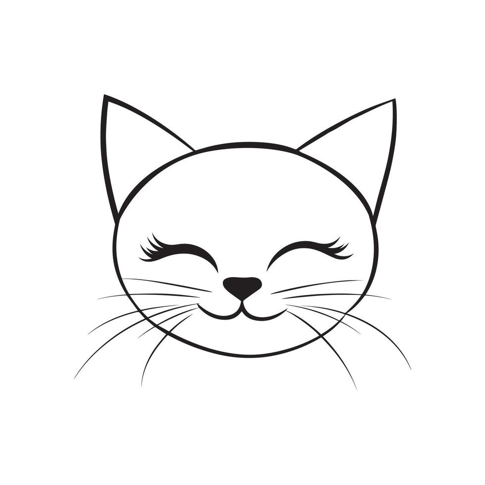 Simple Happy Cat Face Illustration vector