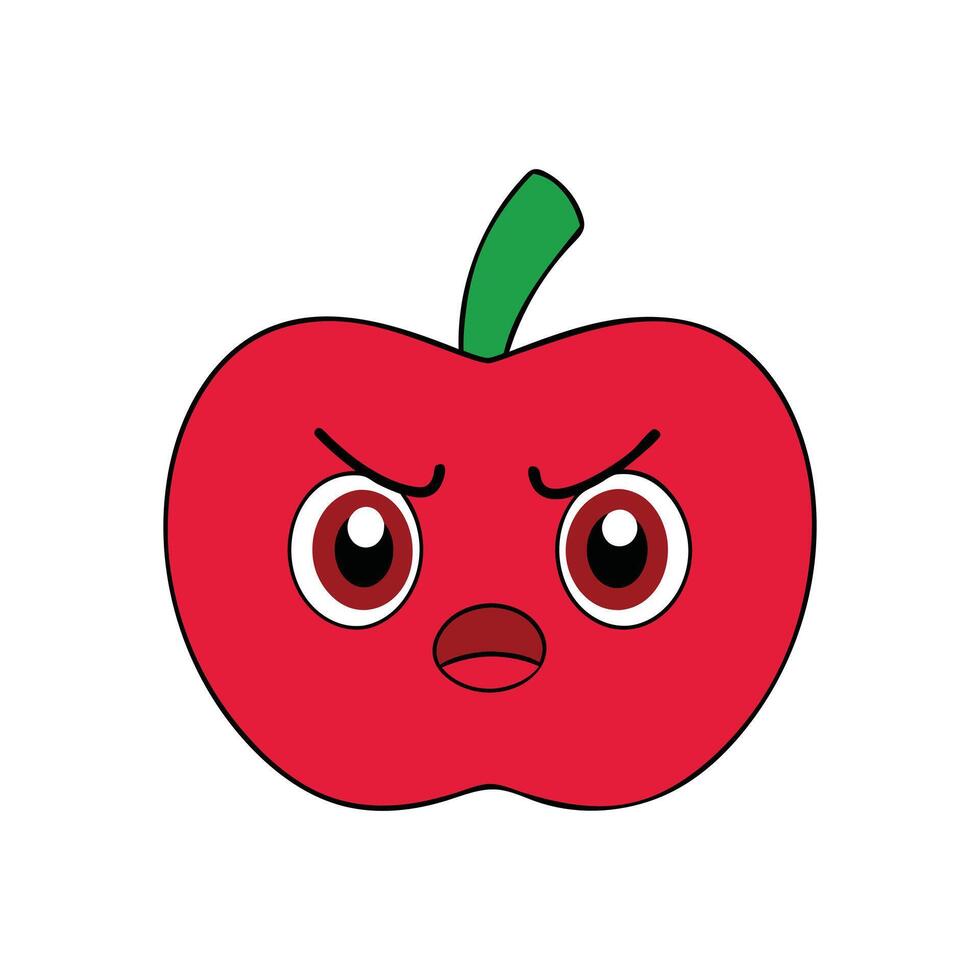 Kawaii Red Apple Face Illustration for Kids Apparel vector