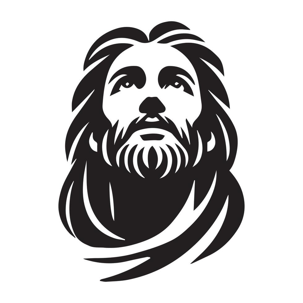 Classic Jesus Christ Face Design in Clip Art Style vector