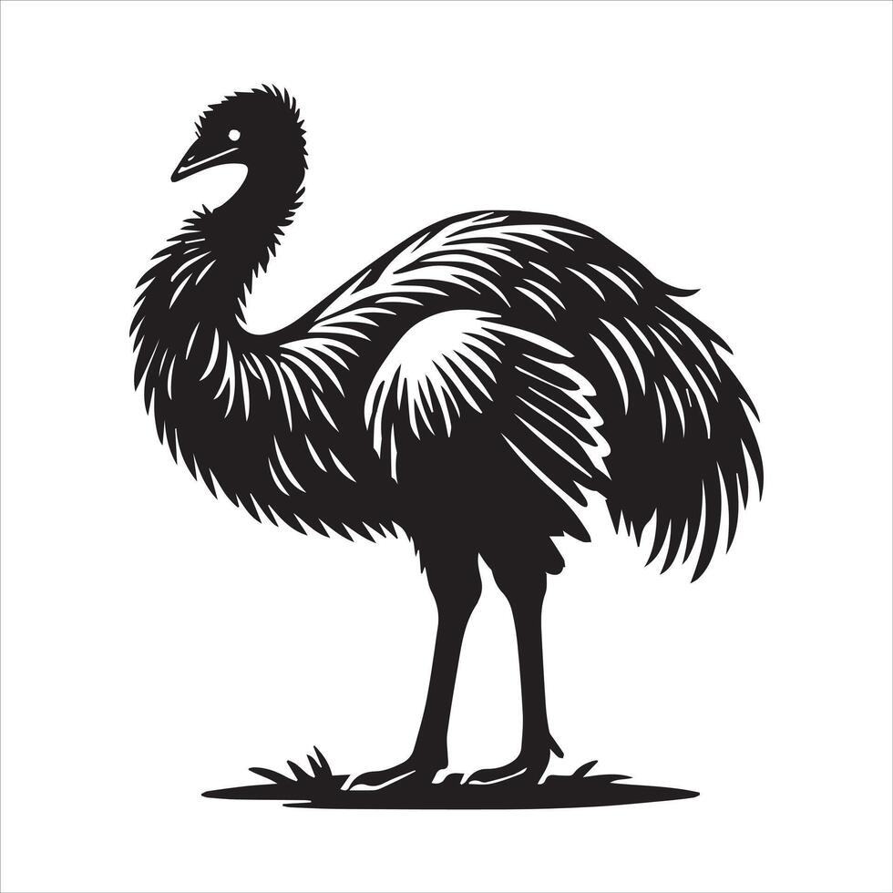 Adorable Emu Bird Silhouette Design for Art vector