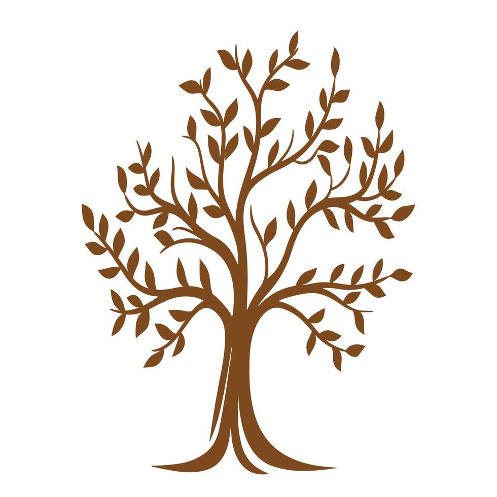 A tree with leaves and branches on a white backgroun vector