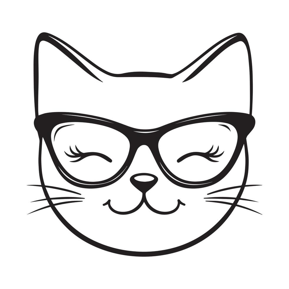 Cat Face Outline for Prints vector