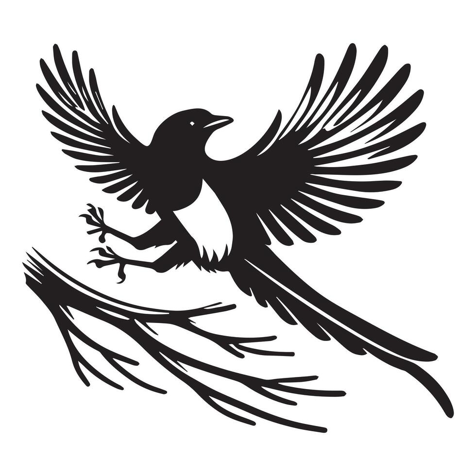 Adorable Eurasian Magpie Bird Illustration with Magpie Clip Art Design vector