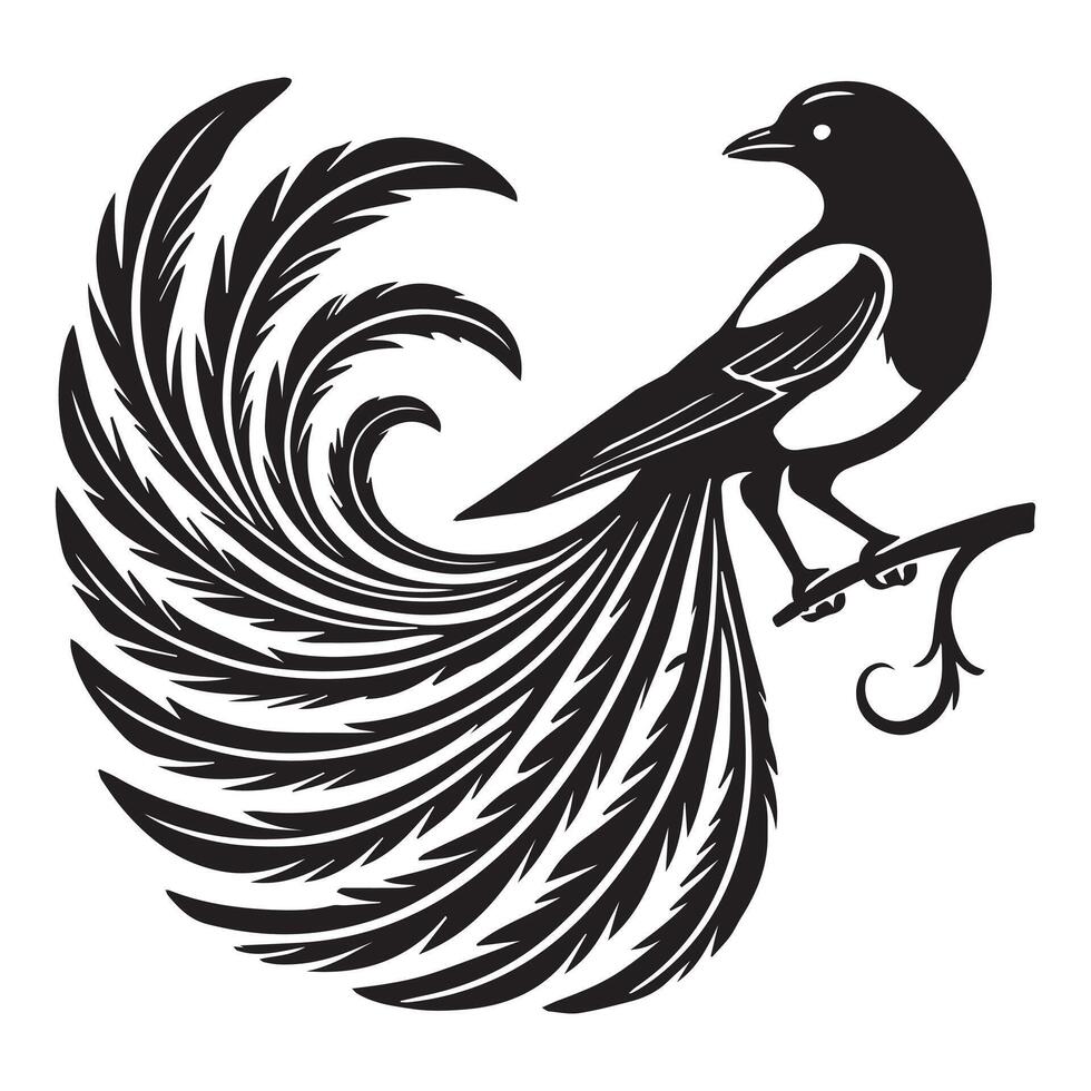 Elegant Eurasian Magpie Bird with Cute Magpie Clip Art Design vector