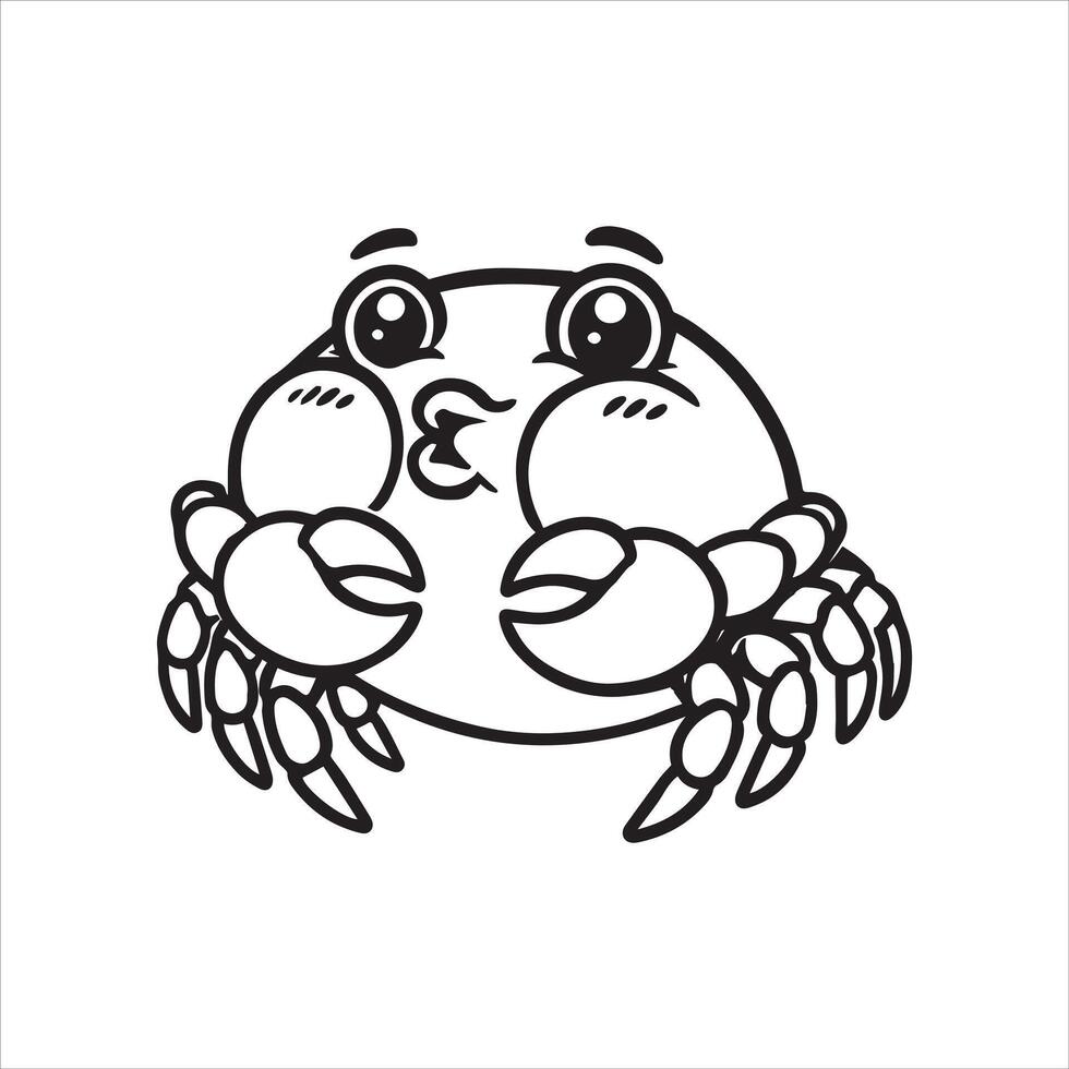 Playful Crab Expression Outline Artwork vector