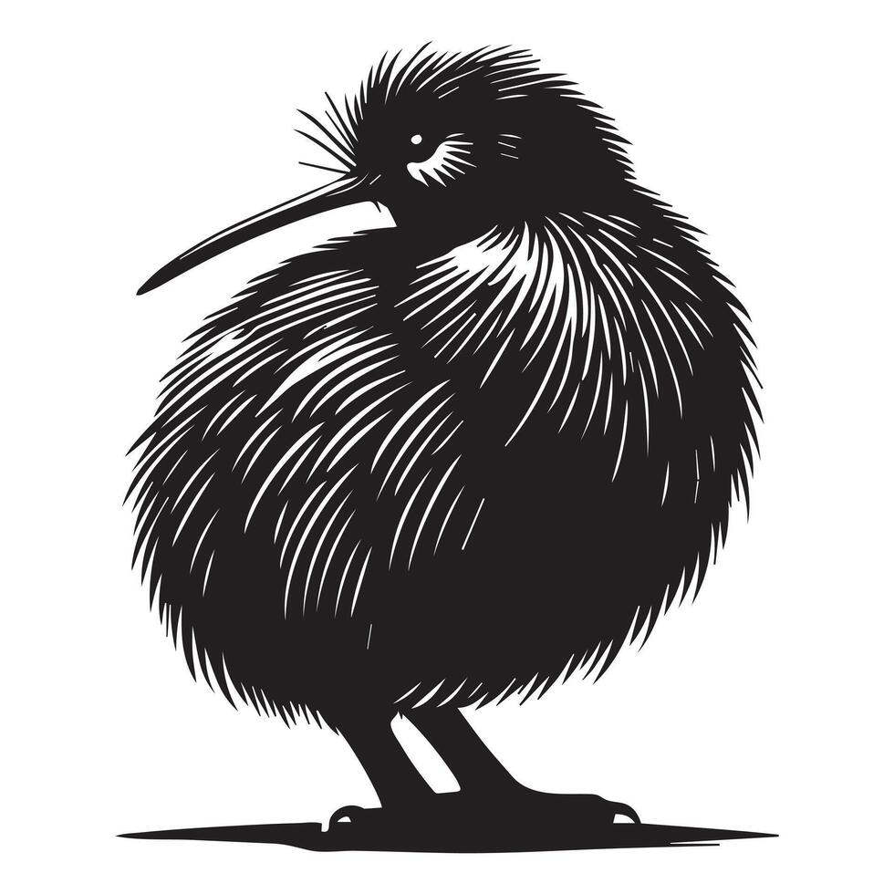 Cute Apteryx Bird in Flightless Silhouette Form vector