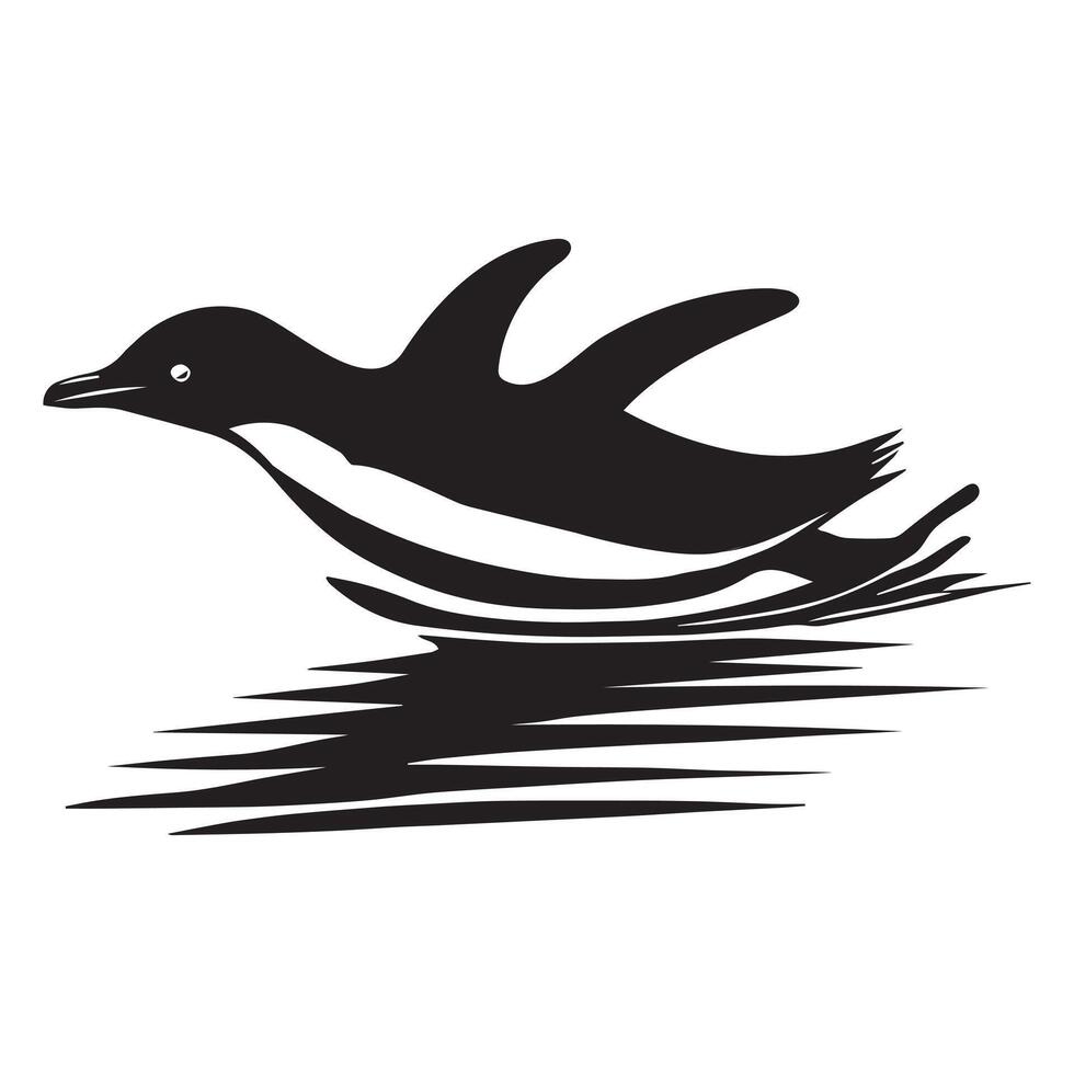 black and white Little Blue Penguin illustration vector