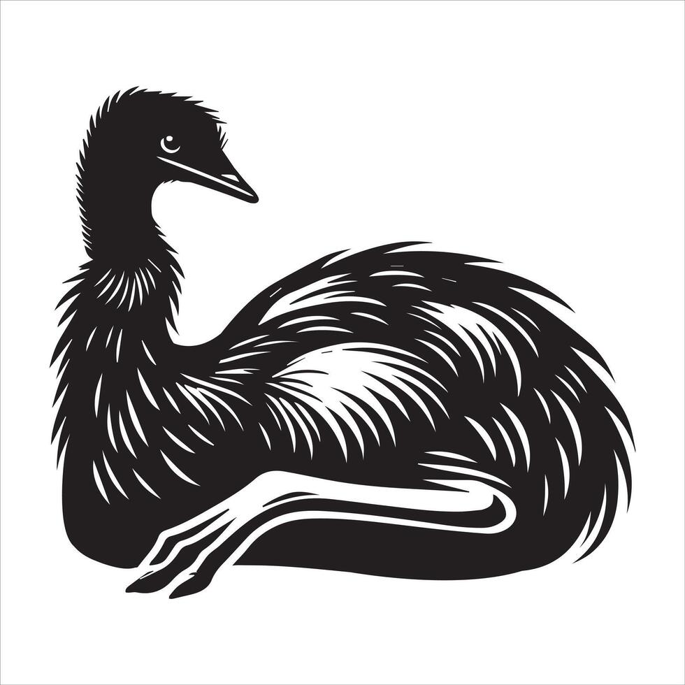 Emu Bird Silhouette Art with Playful Touch vector