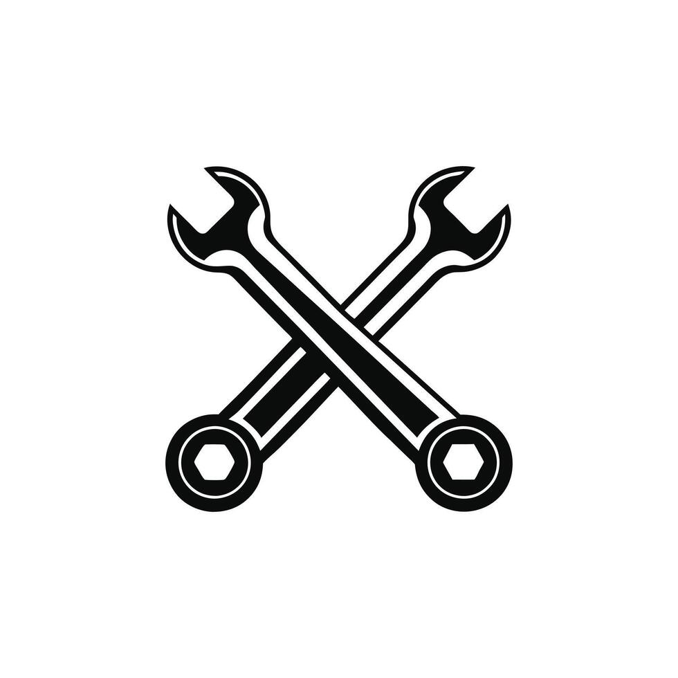 Crossed Wrenches Icon for Motorcycle Repair and Maintenance Design vector