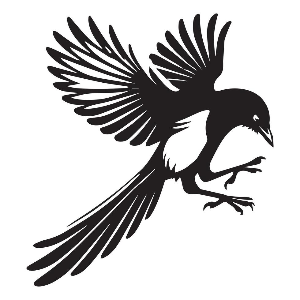Adorable Eurasian Magpie Design with Cute Magpie Clip Art Illustration vector