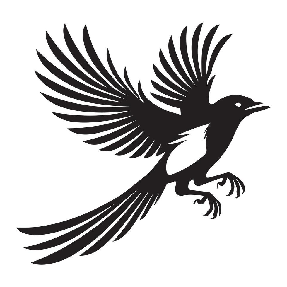 Lovely Magpie Clip Art Design Featuring Eurasian Magpie Bird Illustration vector