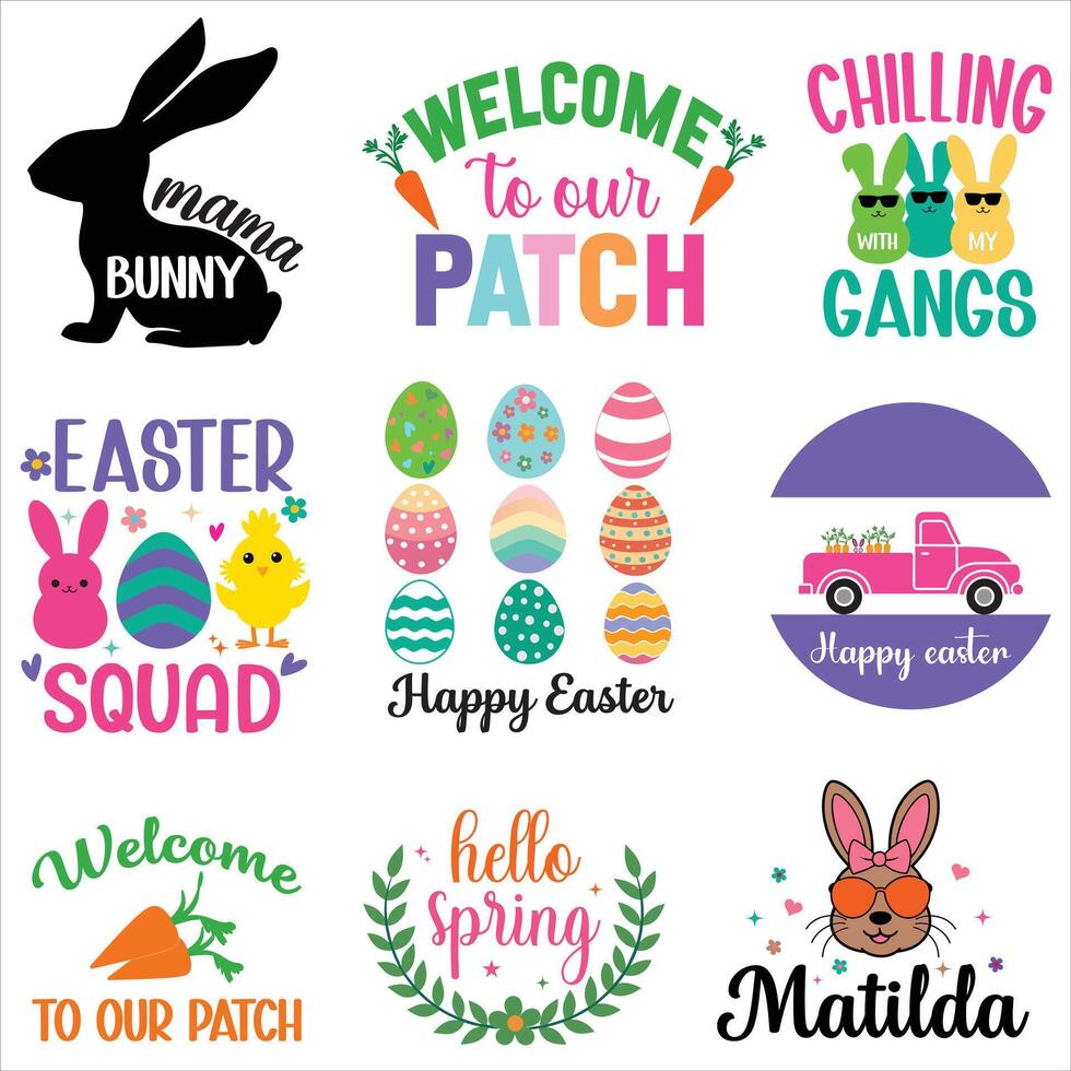 Happy Easter Christian Festival T-shirt Designs Collection for Easter vector