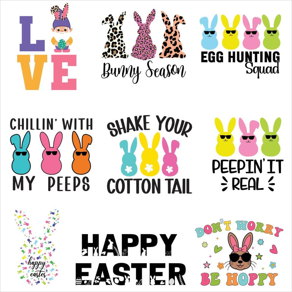 Collection of Christian Easter T-shirt Designs for Happy Easter Celebrations vector