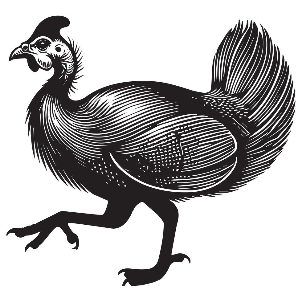 Artistic Numida Meleagris Bird Silhouette Design vector