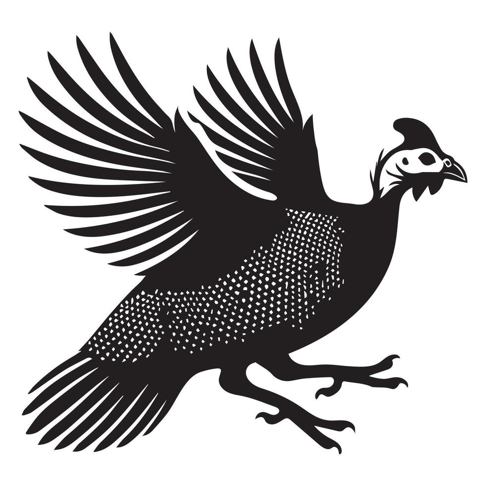 Numida Meleagris Bird Silhouette Design with Cute Features vector