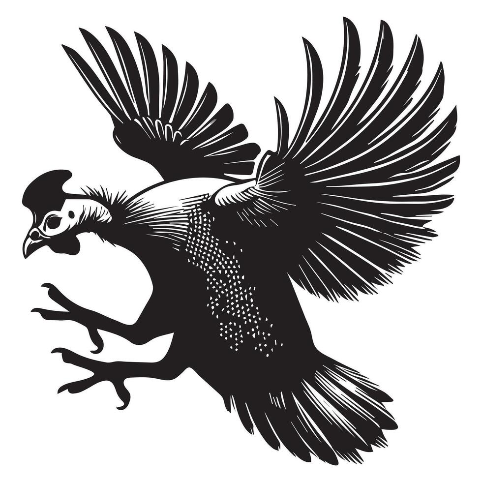 Charming Numida Meleagris Bird Design in Simple Silhouette vector