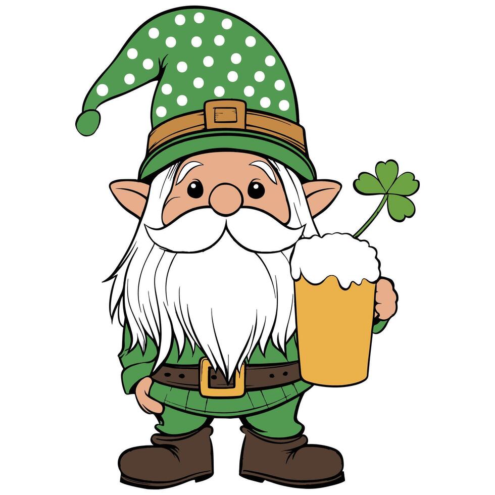 Green Gnome with Leprechaun Charm vector