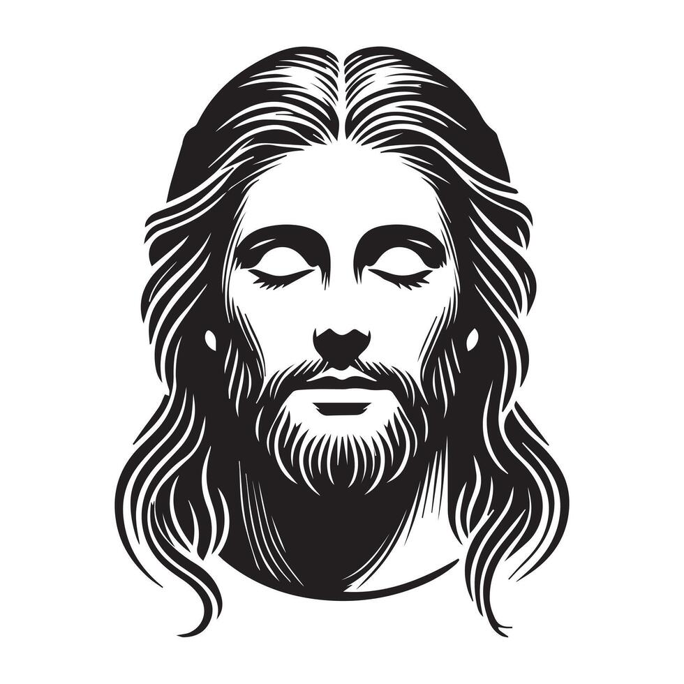 Divine Jesus Christ Face Clip Art for Inspirational Design vector