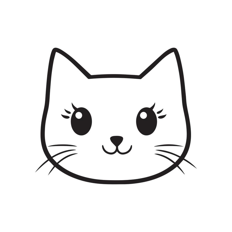 Simple Cat Face Outline Art vector