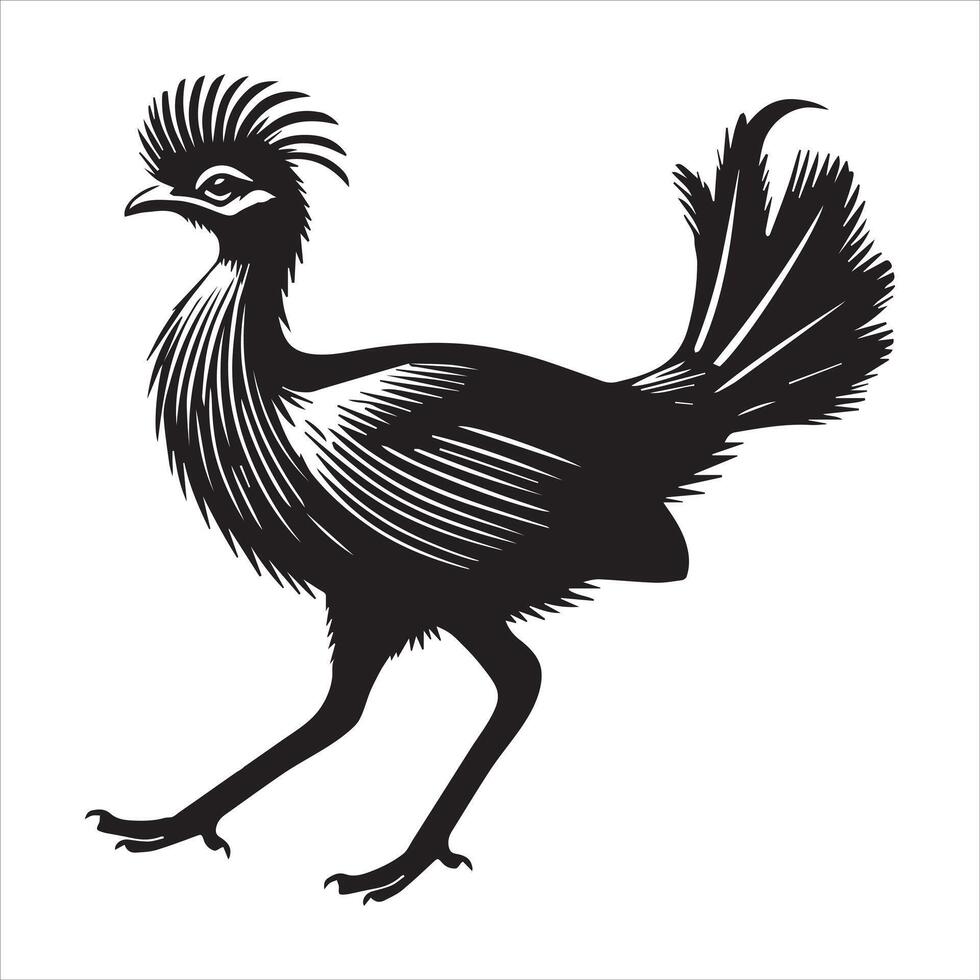 Cute Red-Legged Seriema Bird Silhouette for Art Lovers vector