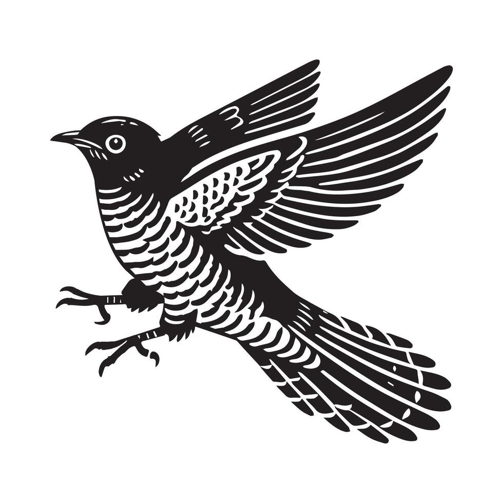 Cute Common Cuckoo Illustration with Elegant Bird Silhouette vector