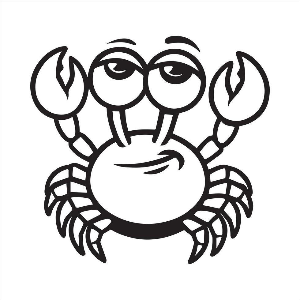 Playful Crab Face Outline Illustration for Cards vector
