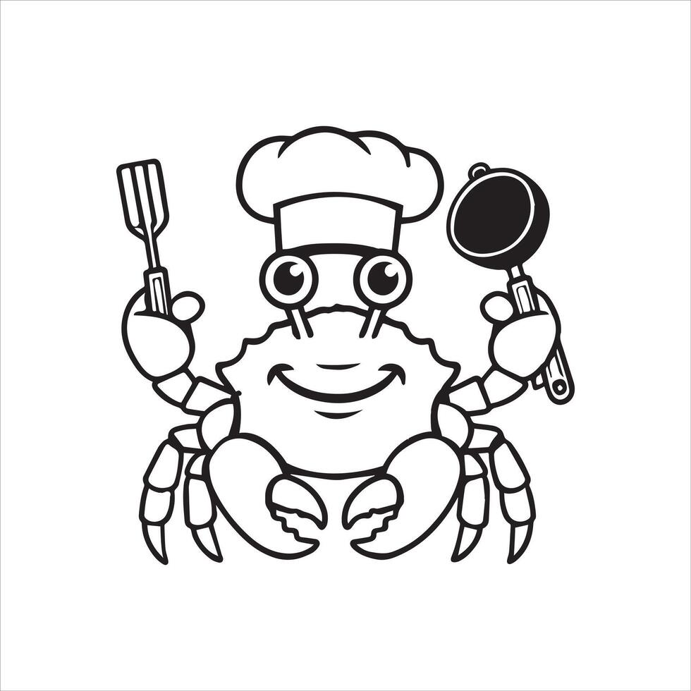 Cute Crab Face Outline Design for Illustrations vector