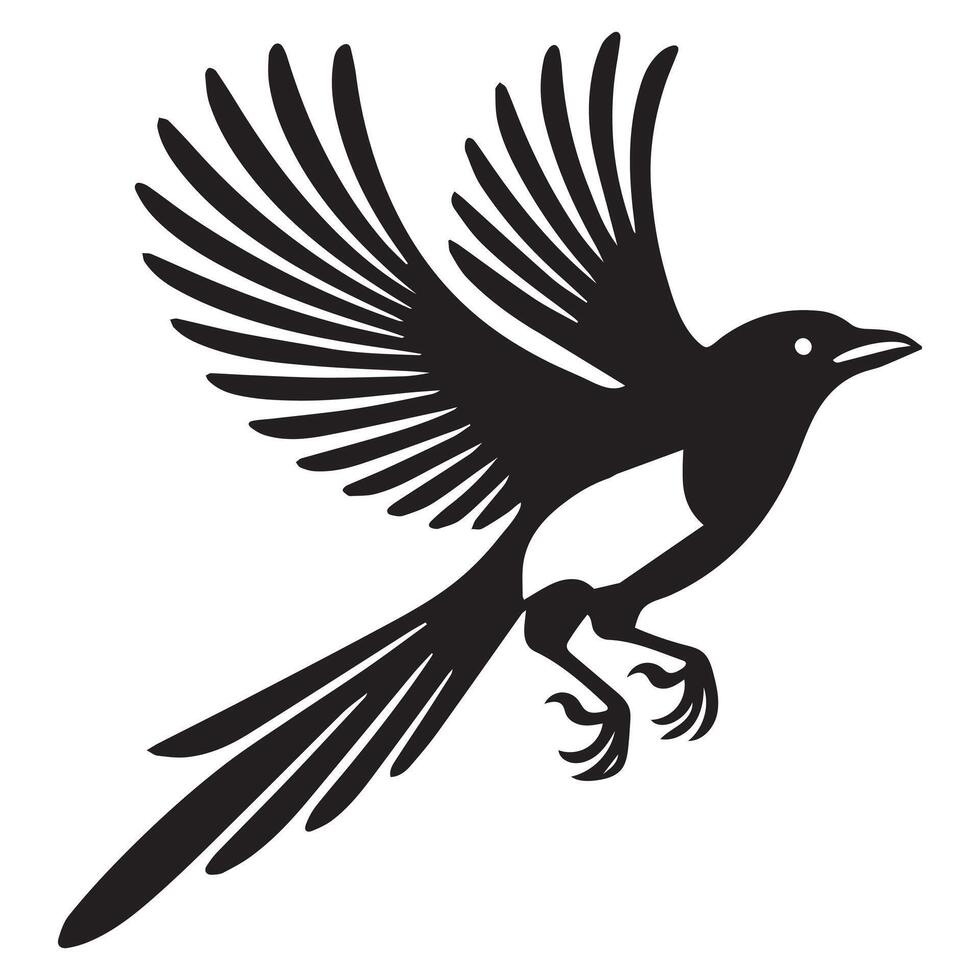 Beautiful Magpie Clip Art Design with Eurasian Magpie Bird Illustration vector