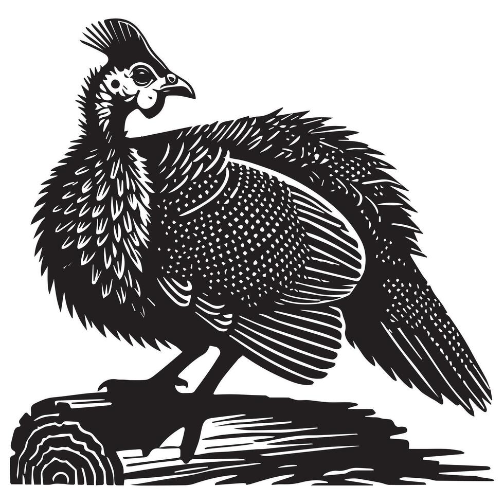 Lovely Numida Meleagris Bird Silhouette Artwork vector