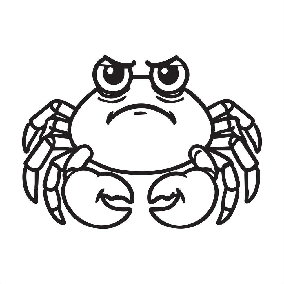 Cartoon Crab Expression Outline for Design vector