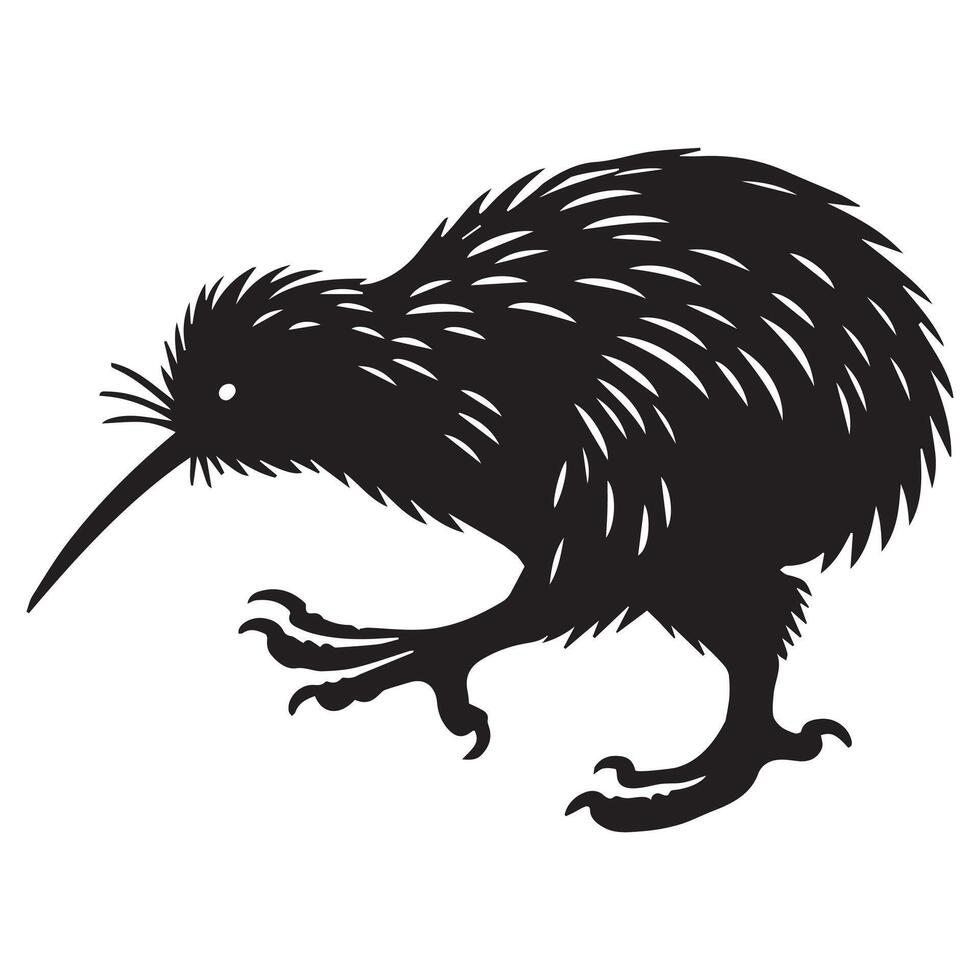 Kawaii Kiwi Flightless Bird Silhouette Design vector