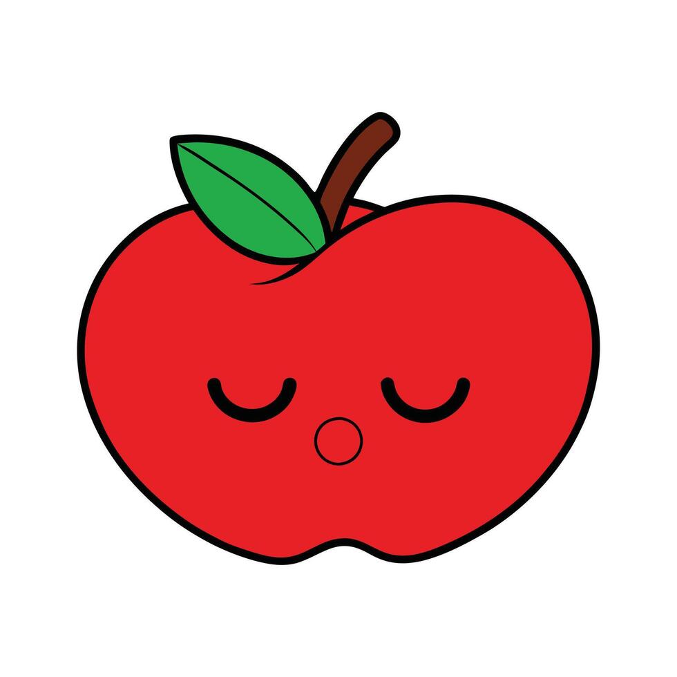 Adorable Kawaii Red Apple Face Design for T-shirts vector