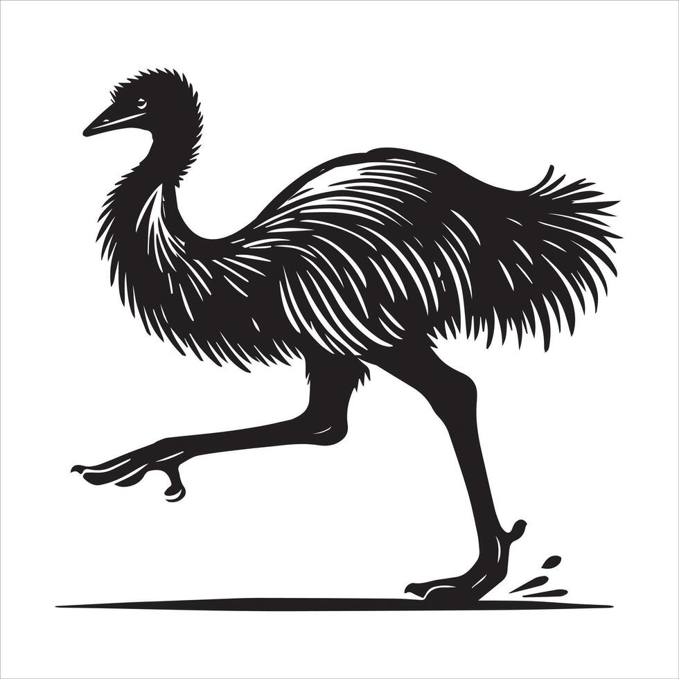 Simple Cute Emu Bird Silhouette for Art vector