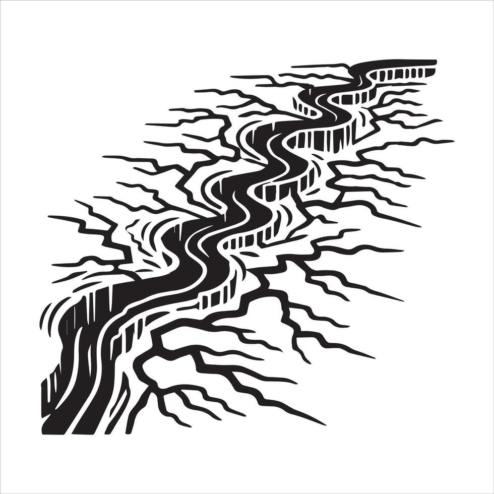 Detailed Broken Wall ClipArt with Cracked Surface Illustration vector