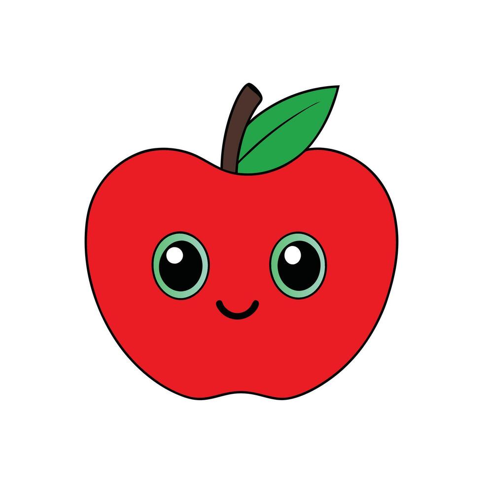 Kawaii Red Apple Face Design for Creative Projects vector
