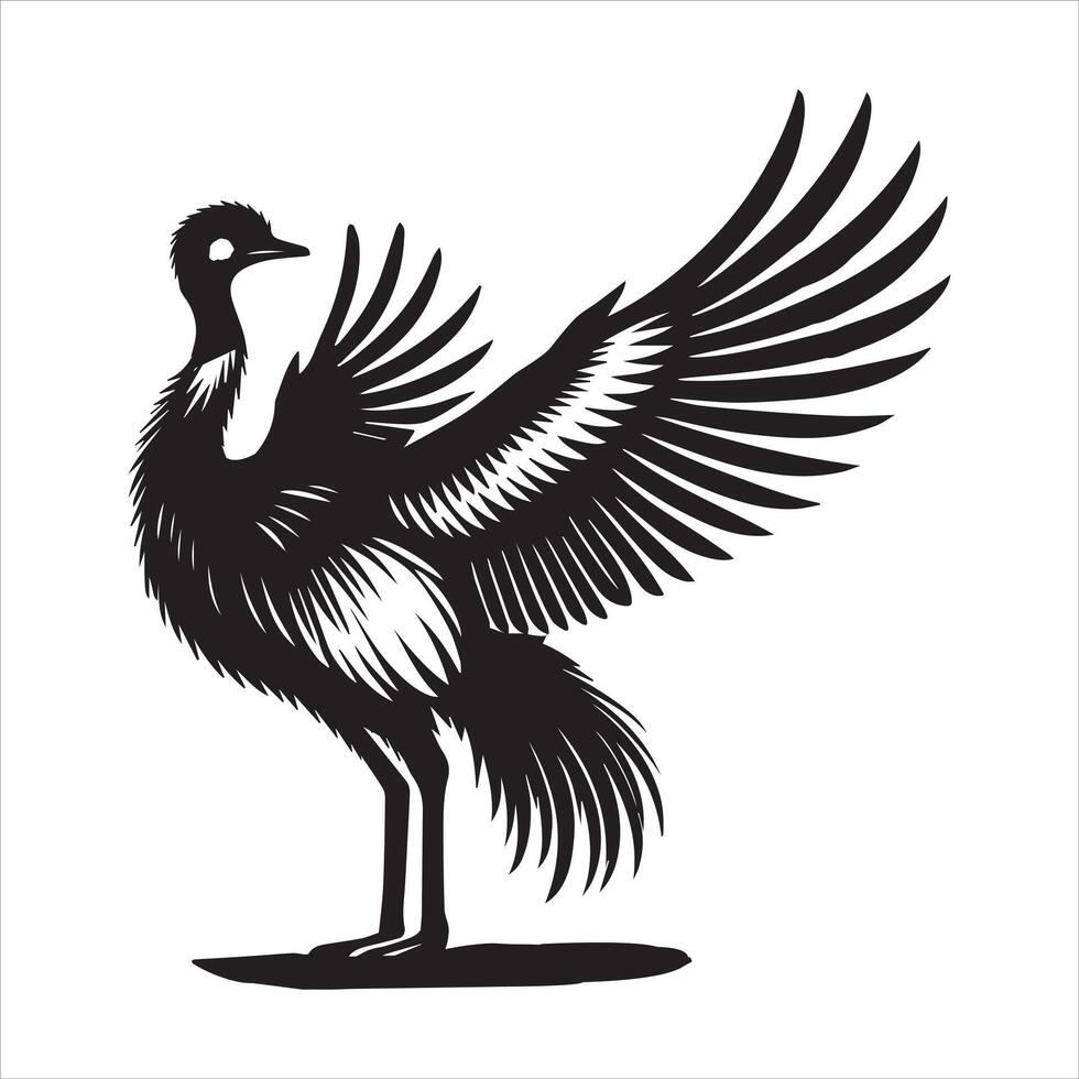 Artistic Flightless Bird Silhouette of the Rhea Americana vector