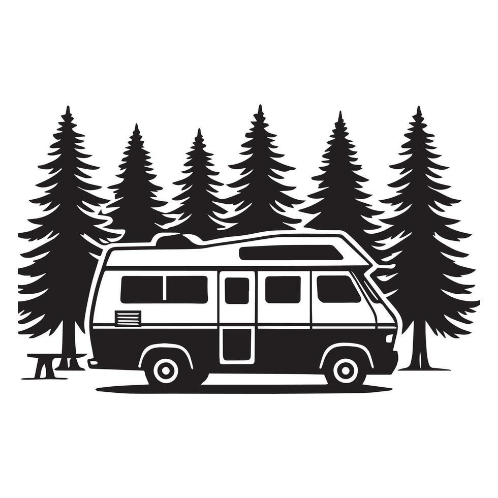 Retro Camper Van Graphics for Digital Use vector