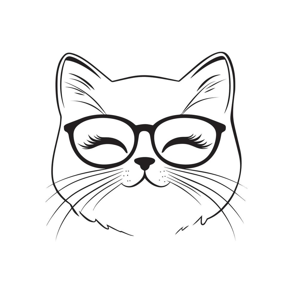 Cat Face Outline Design for Kids vector
