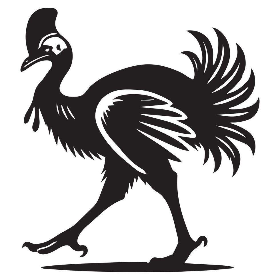 Silhouette of Casuarius Flightless Bird vector