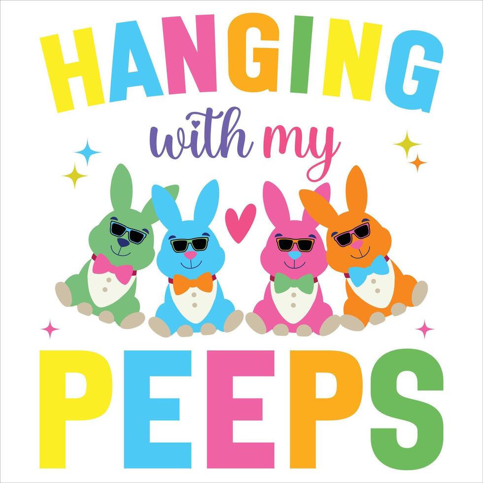 Easter Typography and Bunny T-shirt for Spring Holiday vector
