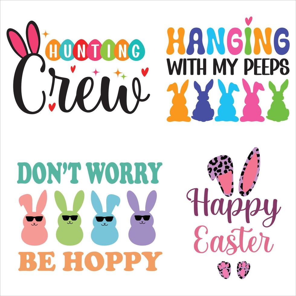 Easter Festival T-shirt Designs with Christian Happy Easter Illustrations vector