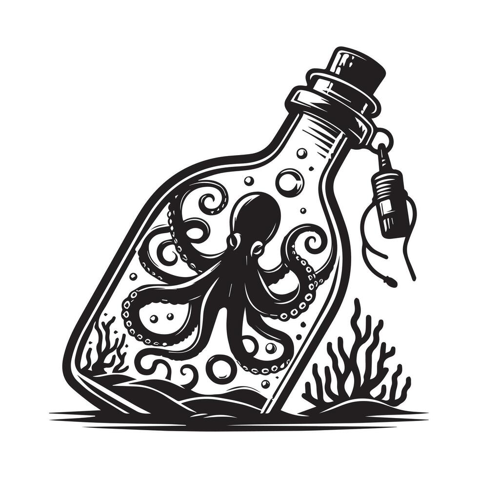 Best Underwater Adventure Octopus Clipart Illustration vector