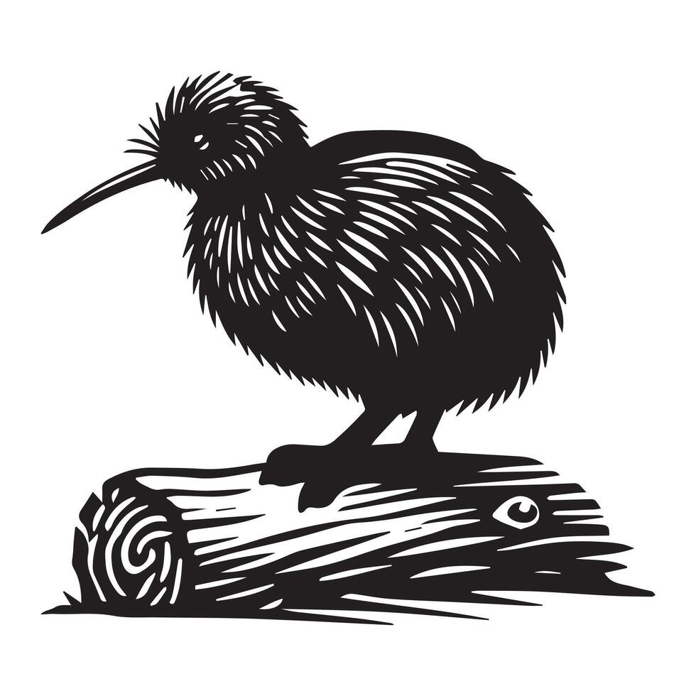Adorable Apteryx Bird Silhouette Design in Simple Art vector