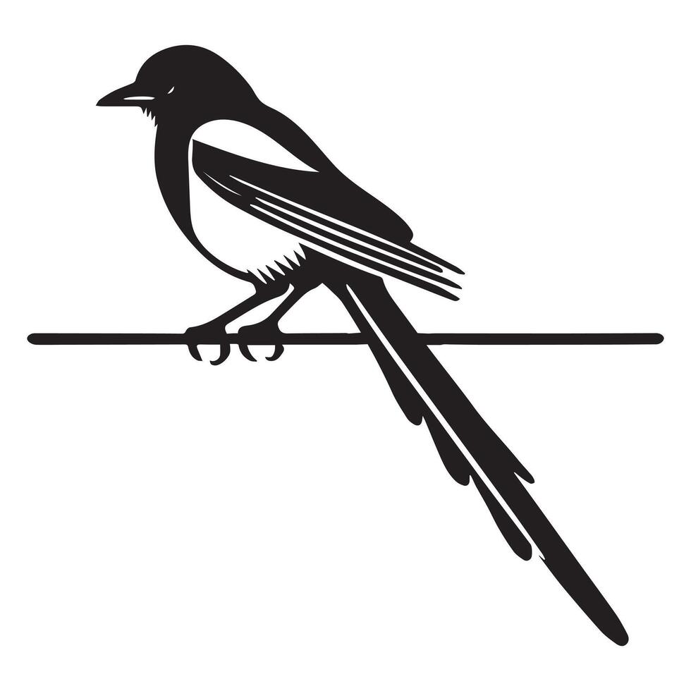 Cute Magpie Bird Clip Art with Eurasian Magpie Illustration Design vector